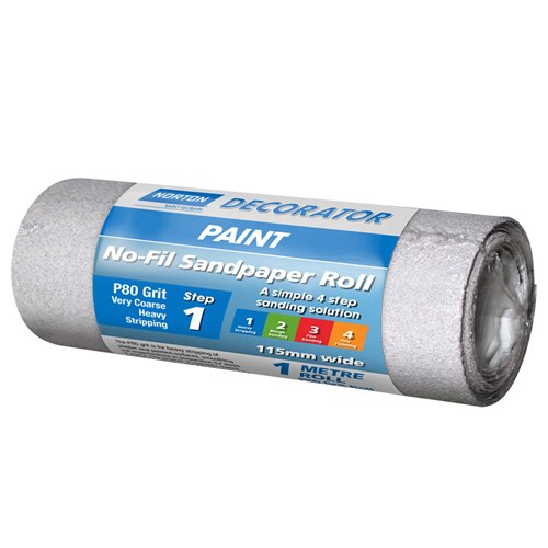 Norton No-Fil Sanding Roll for Paint 115mm x 1m (80 grit)